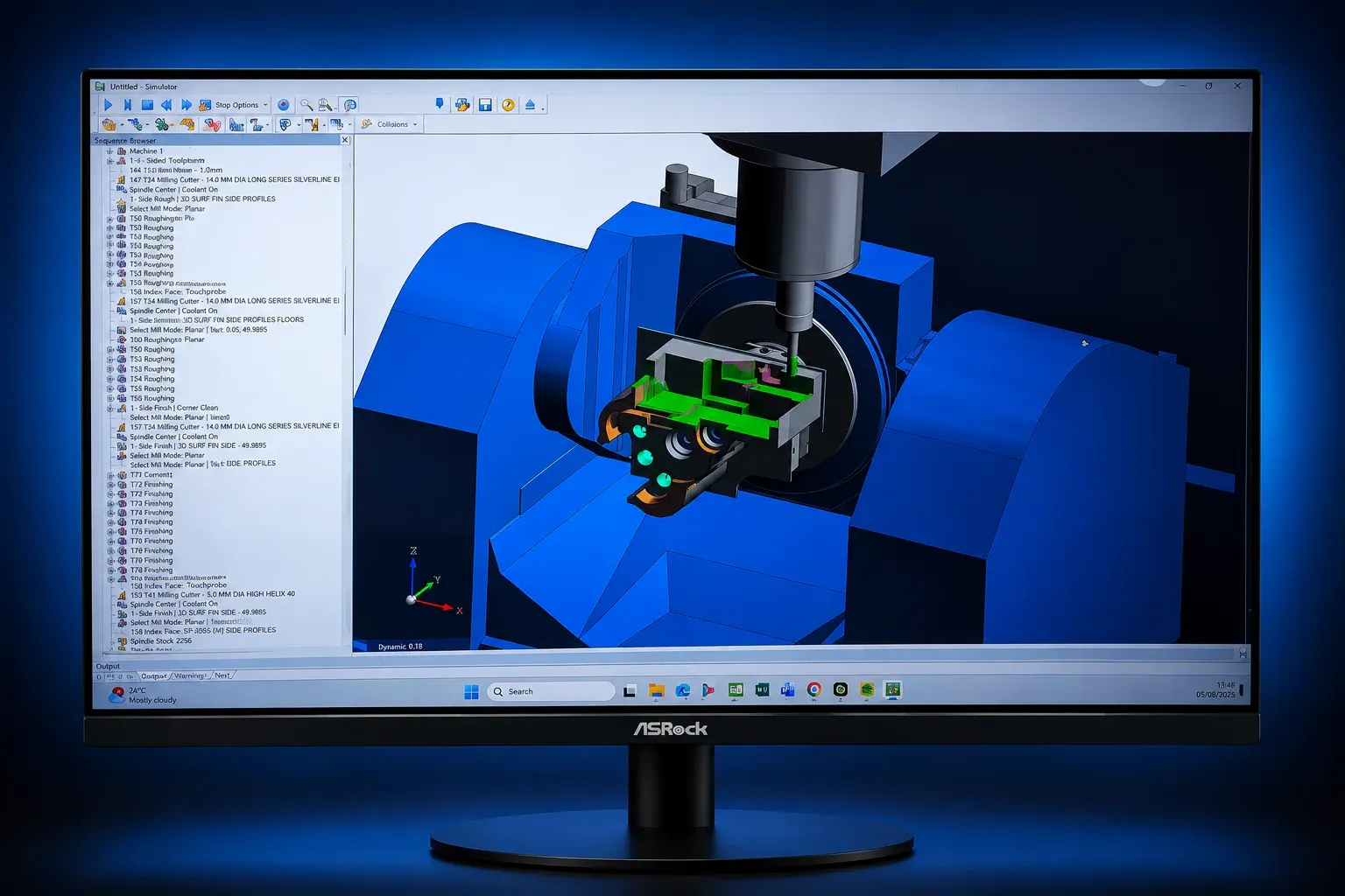 A component programmed in CAM software before machining